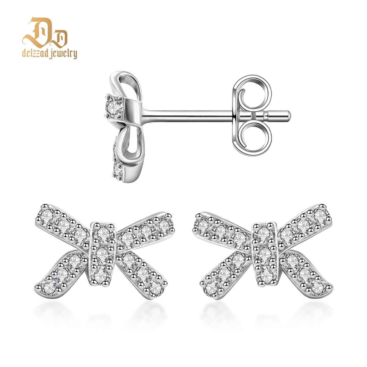 Bow Stud Earrings Bow-knot Earrings Synthetic Moissanite S925 Stud Earrings