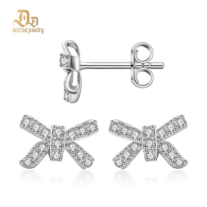 Bow Stud Earrings Bow-knot Earrings Synthetic Moissanite S925 Stud Earrings