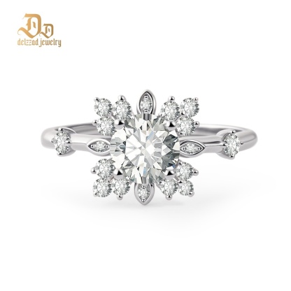 1ct Starburst Ring Daisy Cluster Band Ring VVS Synthetic Moissanite Ring Jewelry S925 Band