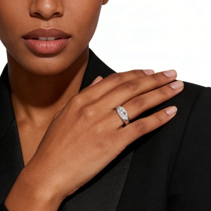 1ct Vintage Bezel Solitaire Marquise Ring Band Engagement Wedding Band Ring D Color VVS Synthetic Moissanite Ring