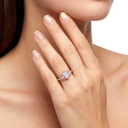 1.7ct Natural Oval Ring Twist Band Brilliant Rose Golden Engagement Wedding Ring Band D Color VVS Synthetic Moissanite Ring