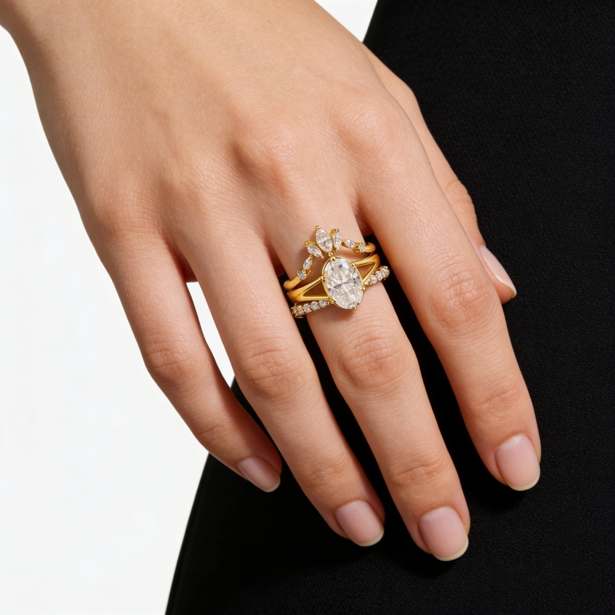 Luxury Ethereal Elegance Set Bridal Engagement Ring Set Synthetic Moissanite S925 Ring