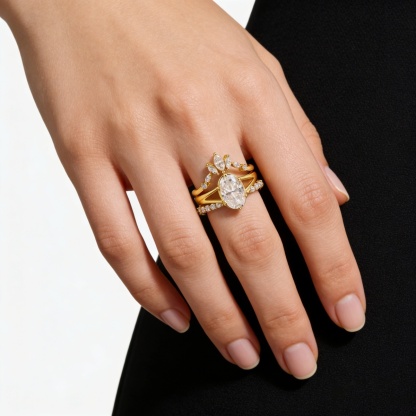 Luxury Ethereal Elegance Set Bridal Engagement Ring Set Synthetic Moissanite S925 Ring