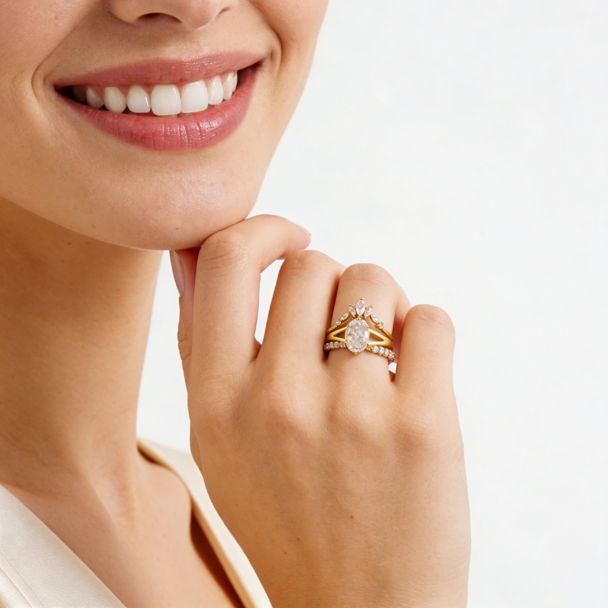 Luxury Ethereal Elegance Set Bridal Engagement Ring Set Synthetic Moissanite S925 Ring