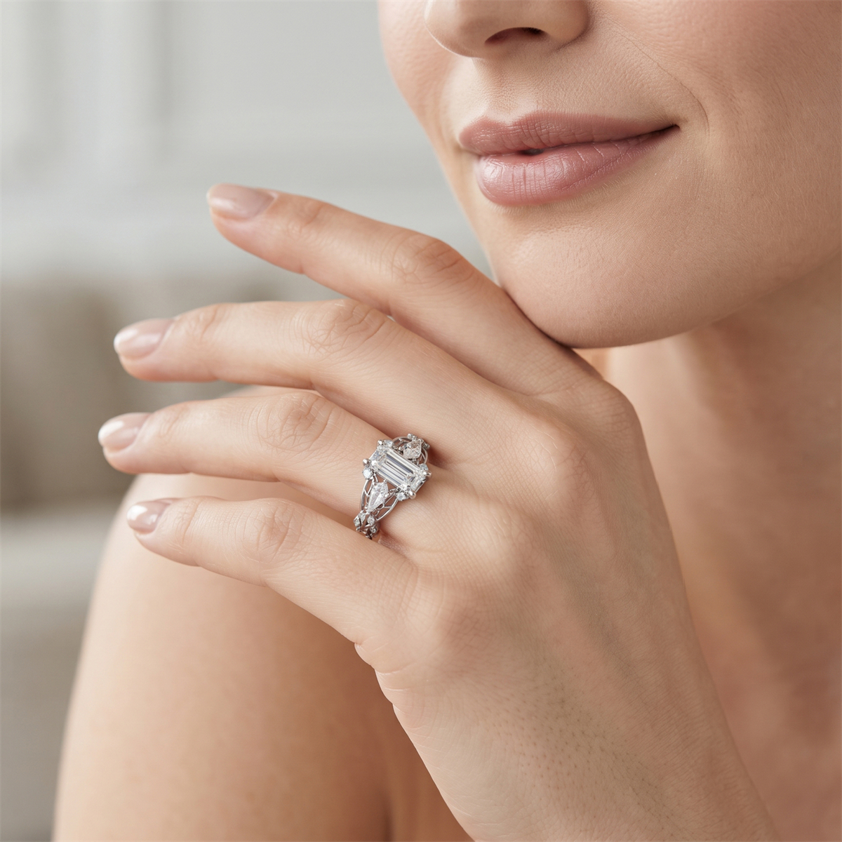 14K Gold-Plated The Phoenix Vestige Ring Elysian Lattice Band Ring VVS Synthetic Moissanite Ring Jewelry