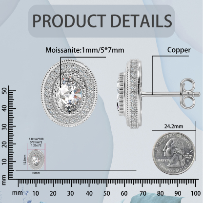 The Halo of Eos Earrings Oval Cut Milgrain Halo Earrings VVS Synthetic Moissanite Earrings Copper Studs