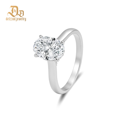 14K Gold-Plated 2ct Solitaire Oval Promise Engagement Ring Synthetic Moissanite Wedding Ring Jewelry