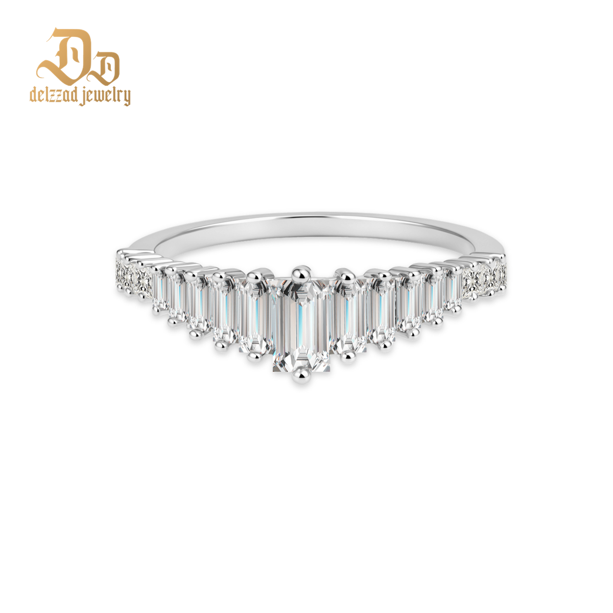 1.1ct Crescendo Ring Art Deco Ring VVS Synthetic Moissanite Ring S925 Band