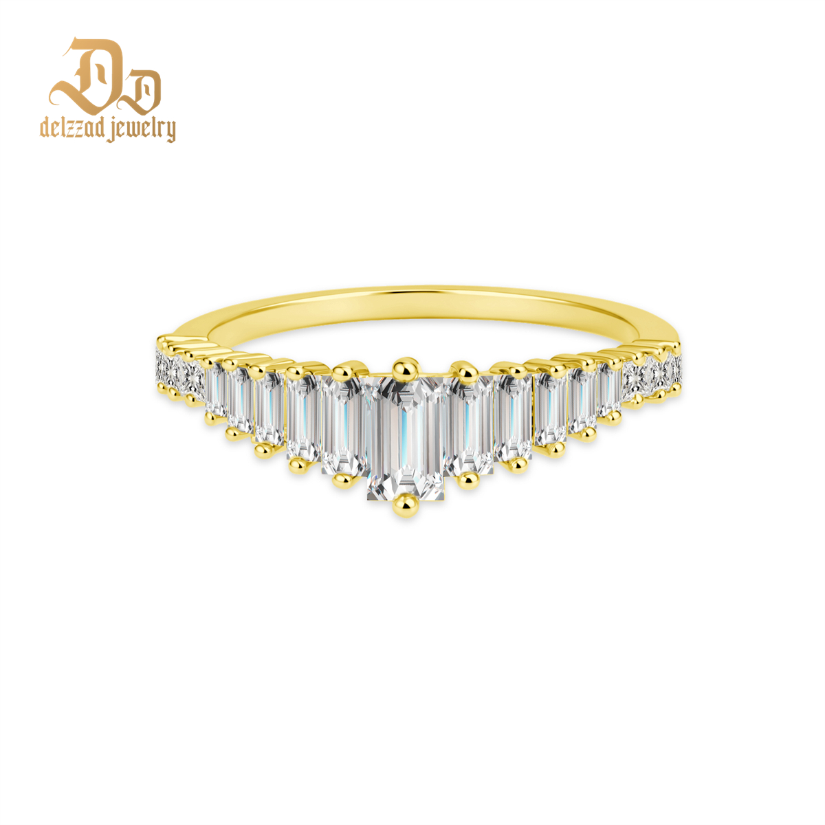 1.1ct Crescendo Ring Art Deco Ring VVS Synthetic Moissanite Ring S925 Band