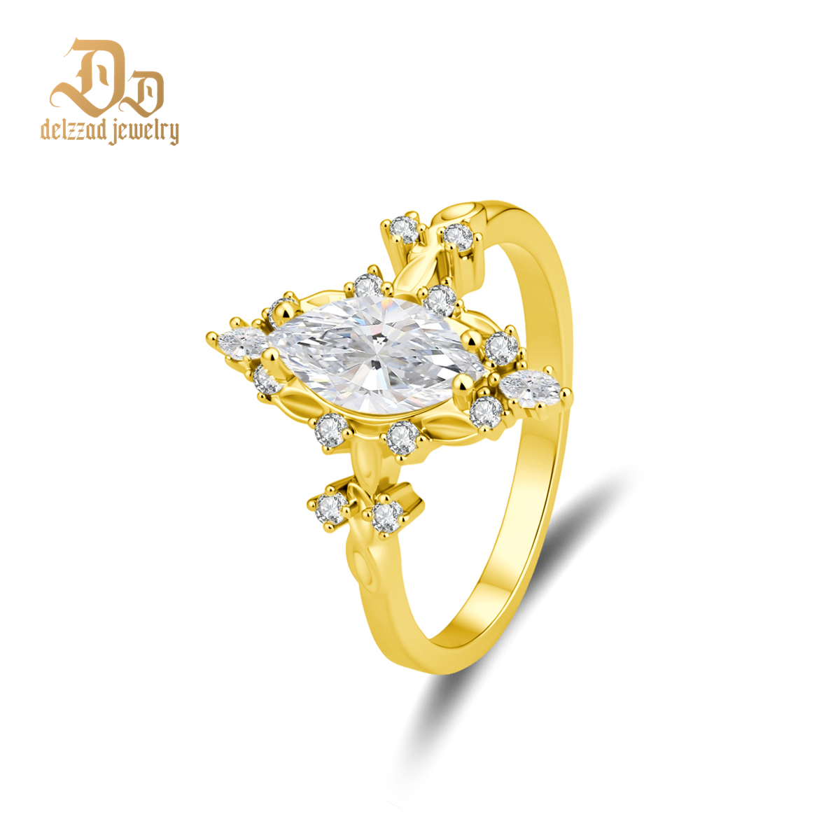 14K Gold-Plated 1.2ct The Duchess Heirloom Ring Vintage Briar Halo Ring Band VVS Synthetic Moissanite Ring Jewelry