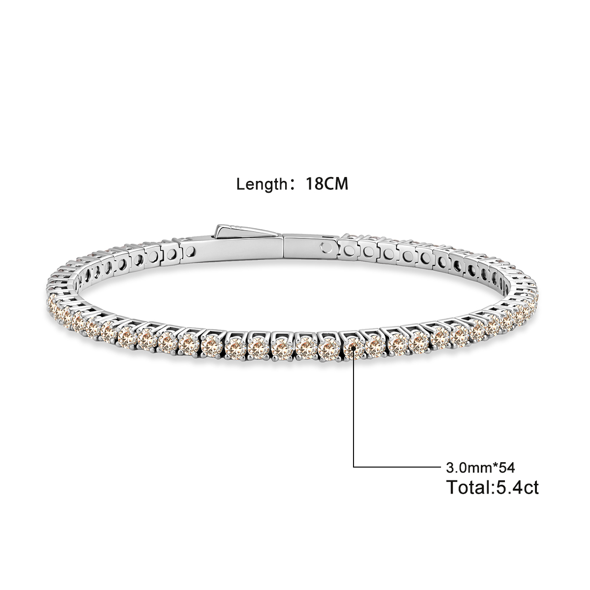 5.4ct Eternal Spark Tennis Bracelet Starlight Tennis Bangle VVS Synthetic Moissanite Bracelet Bangle Copper Chain for Women Men