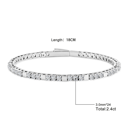5.4ct Quiet Luxury Tennis Bangle Secret Code Tennis Bracelet VVS Synthetic Moissanite Bracelet Bangle Copper Chain for Women Men