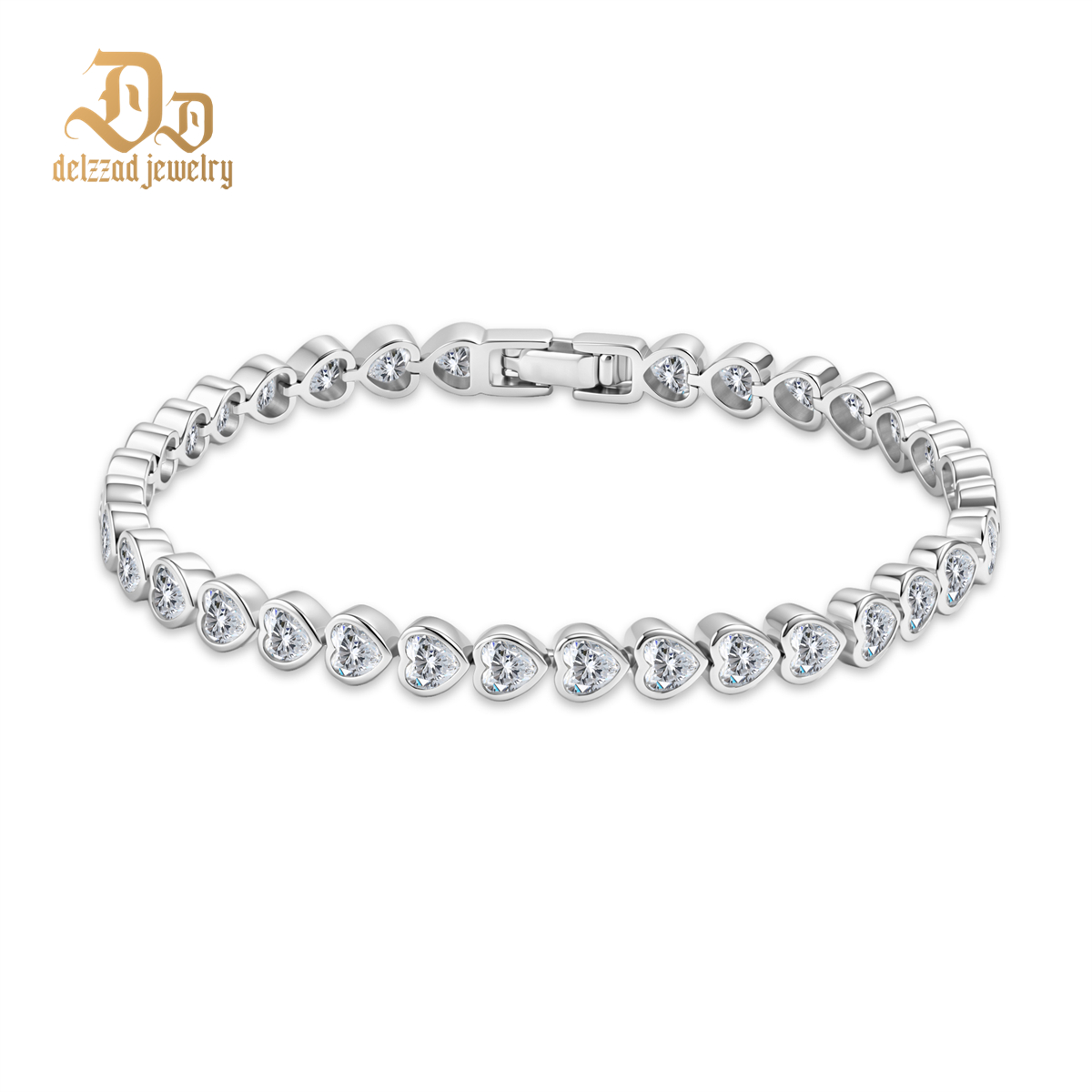 14K Gold-Plated Eternal Heartbeats Bracelet Heart Shaped Bezel Tennis Bracelet for Women Men Synthetic Moissanite Bracelet