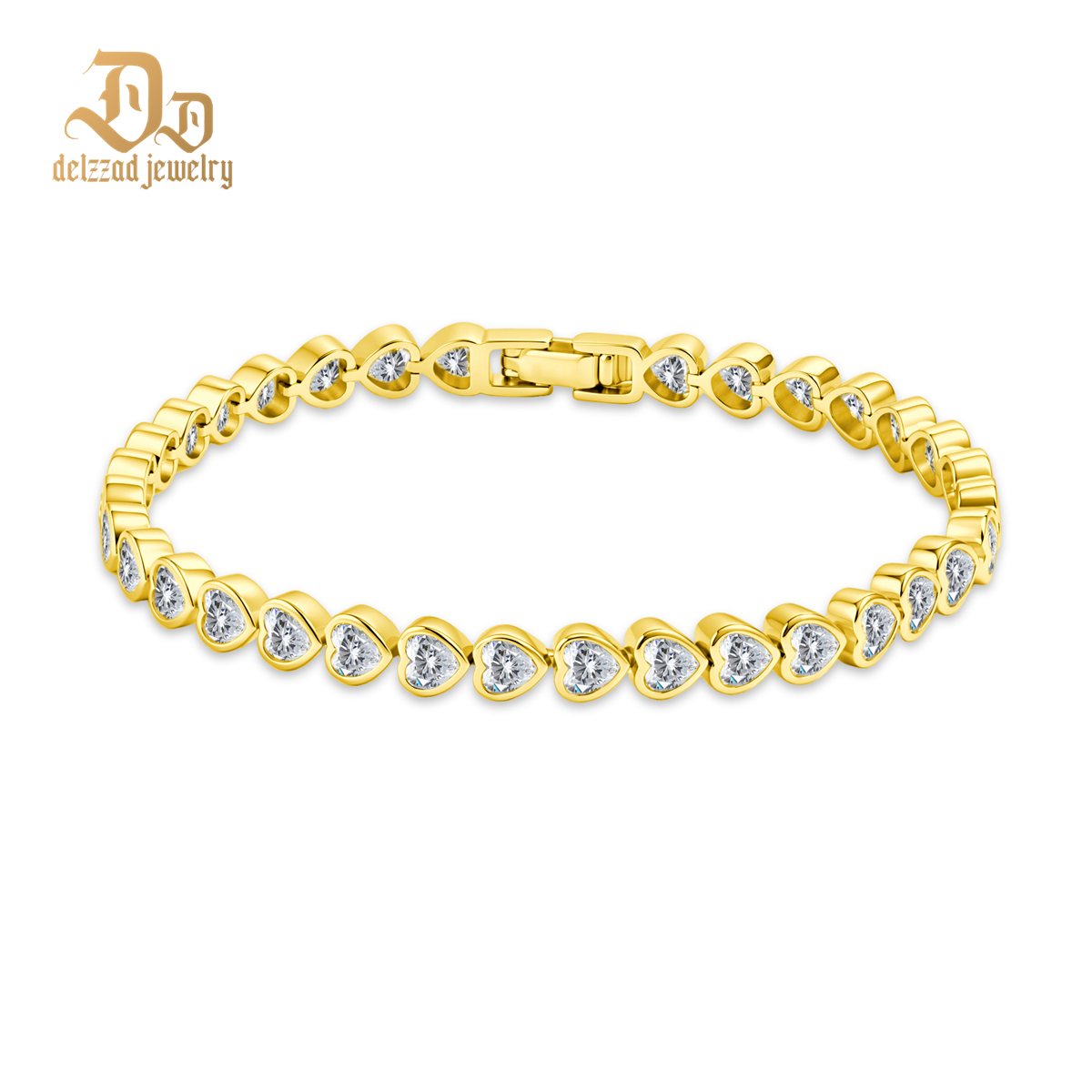 14K Gold-Plated Eternal Heartbeats Bracelet Heart Shaped Bezel Tennis Bracelet for Women Men Synthetic Moissanite Bracelet