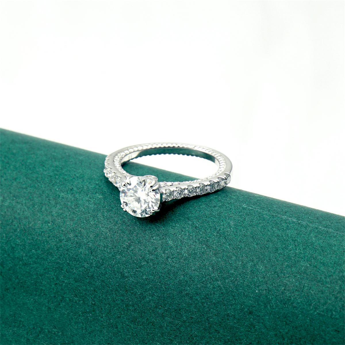 Delzzad Lustre Ring Lab-Created Moissanite Engagement Ring S925 Sterling Silver Moissanite Jewelry Perfect Gift