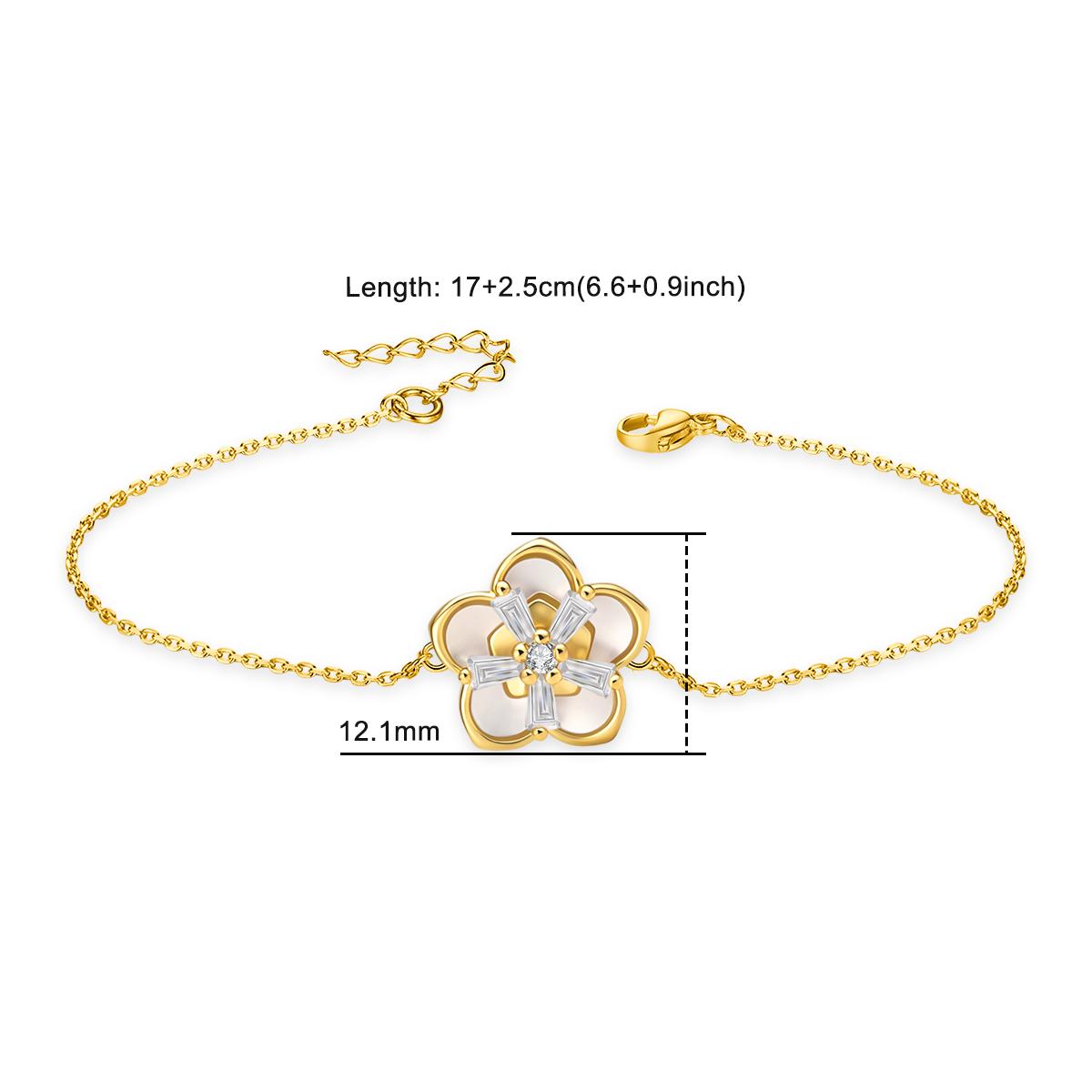 Delzzad The Bloom Sonata Set Flower Stud Earrings Blossom Necklace Flower Bracelet Zirconia Jewelry Set Copper