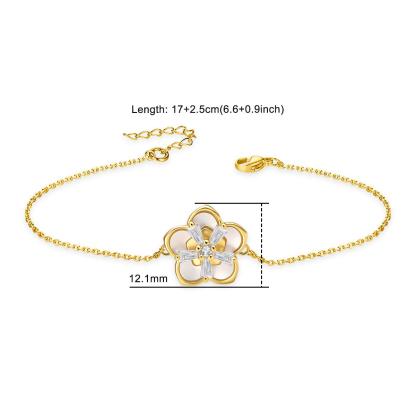 Delzzad The Bloom Sonata Set Flower Stud Earrings Blossom Necklace Flower Bracelet Zirconia Jewelry Set Copper