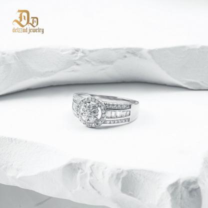 Delzzad Hip Hop Halo Cocktail Ring D Color VVS Synthetic Moissanite S925 Stunning Unisex Ring Perfect for Any Occasion & Everyday Wear Birthday Anniversary Gifts