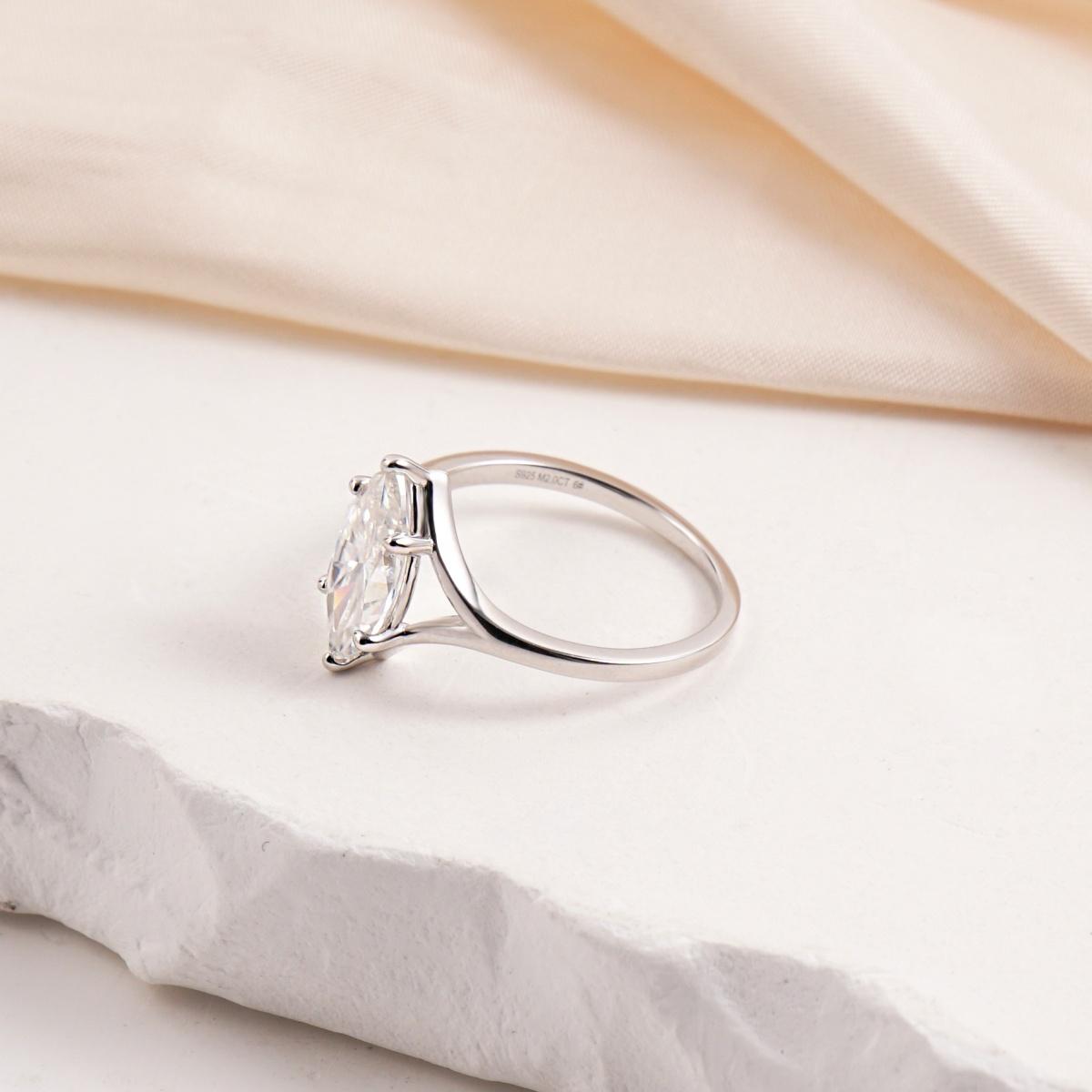2ct Cathedral Split Shank Solitaire Marquise Engagement Ring Band Synthetic Moissanite Ring S925 Band