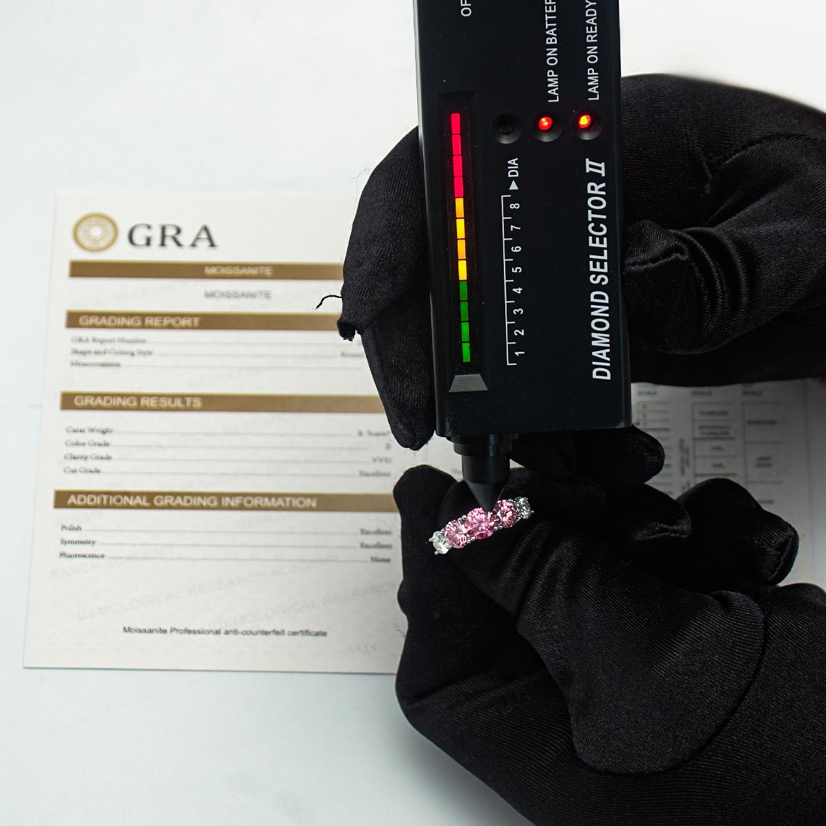 Delzzad 3.6ct Pink and White Round Synthetic Moissanite Wedding Band S925