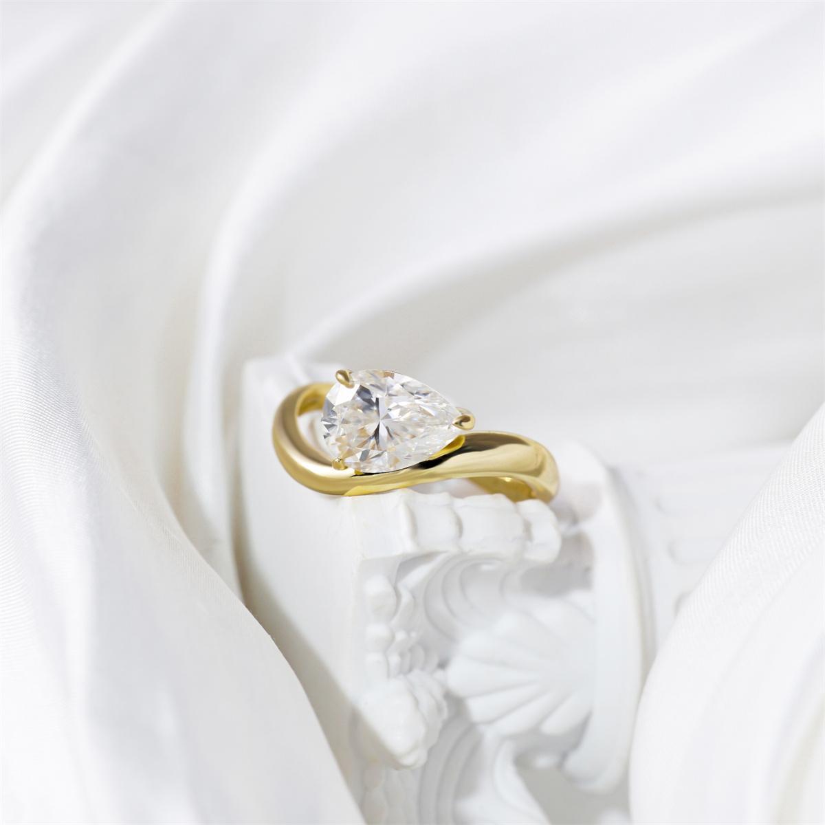 Delzzad Stacking Bling Pear Wave Ring Synthetic Moissanite S925 Eternity Stacking Set Engagement Wedding Ring Band Set Jewelry