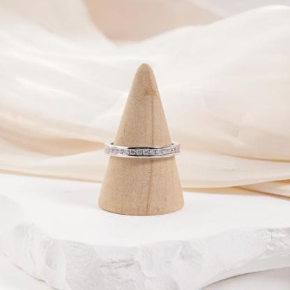 Eternal Path Ring Channel Set Eternity Wedding Band Ring VVS Synthetic Moissanite Ring Jewelry Copper Band