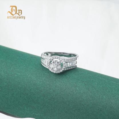 Delzzad Hip Hop Halo Cocktail Ring D Color VVS Synthetic Moissanite S925 Stunning Unisex Ring Perfect for Any Occasion & Everyday Wear Birthday Anniversary Gifts