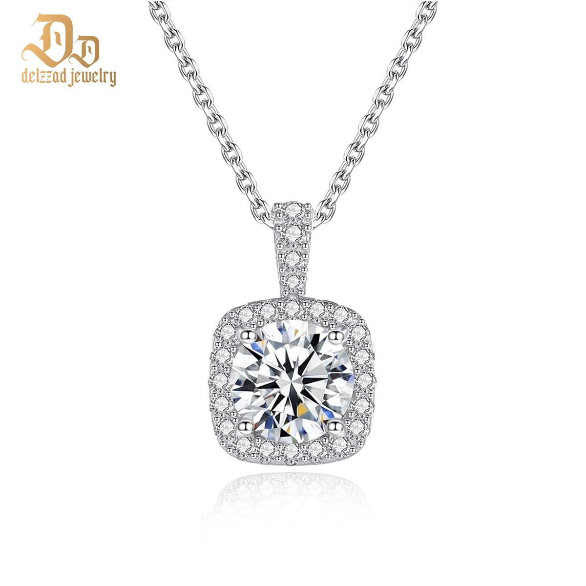 Delzzad S925 Synthetic Moissanite Diverse Sparkling Charm Necklace Pendant Valentine's Day Lover Gifts for Women