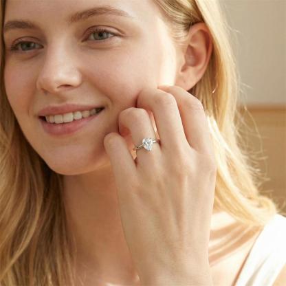 1.8ct Serene Tear Ring Classic Solitaire Pear Cut Prong Engagement Ring VVS Synthetic Moissanite Ring Jewelry Copper Band
