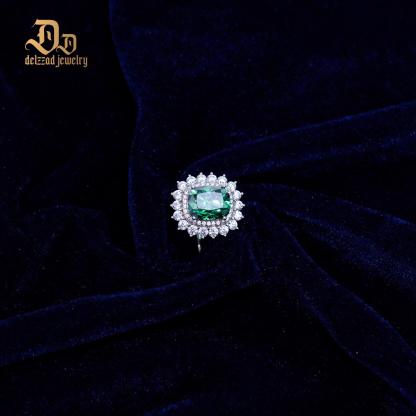 5ct Elongated Cushion Synthetic Moissanite Sunflower Luxury Ring In 925 Sterling Silver