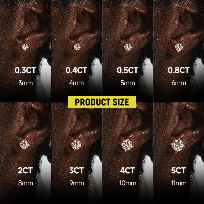 925S & VVS MOISSANITE SOLITAIRE STUD EARRINGS