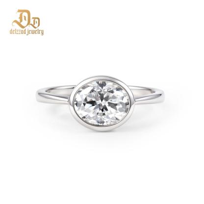 2ct Lucid Moon Ring East to West Oval Bezel Engagement Ring Band VVS Synthetic Moissanite Ring Jewelry Copper Band