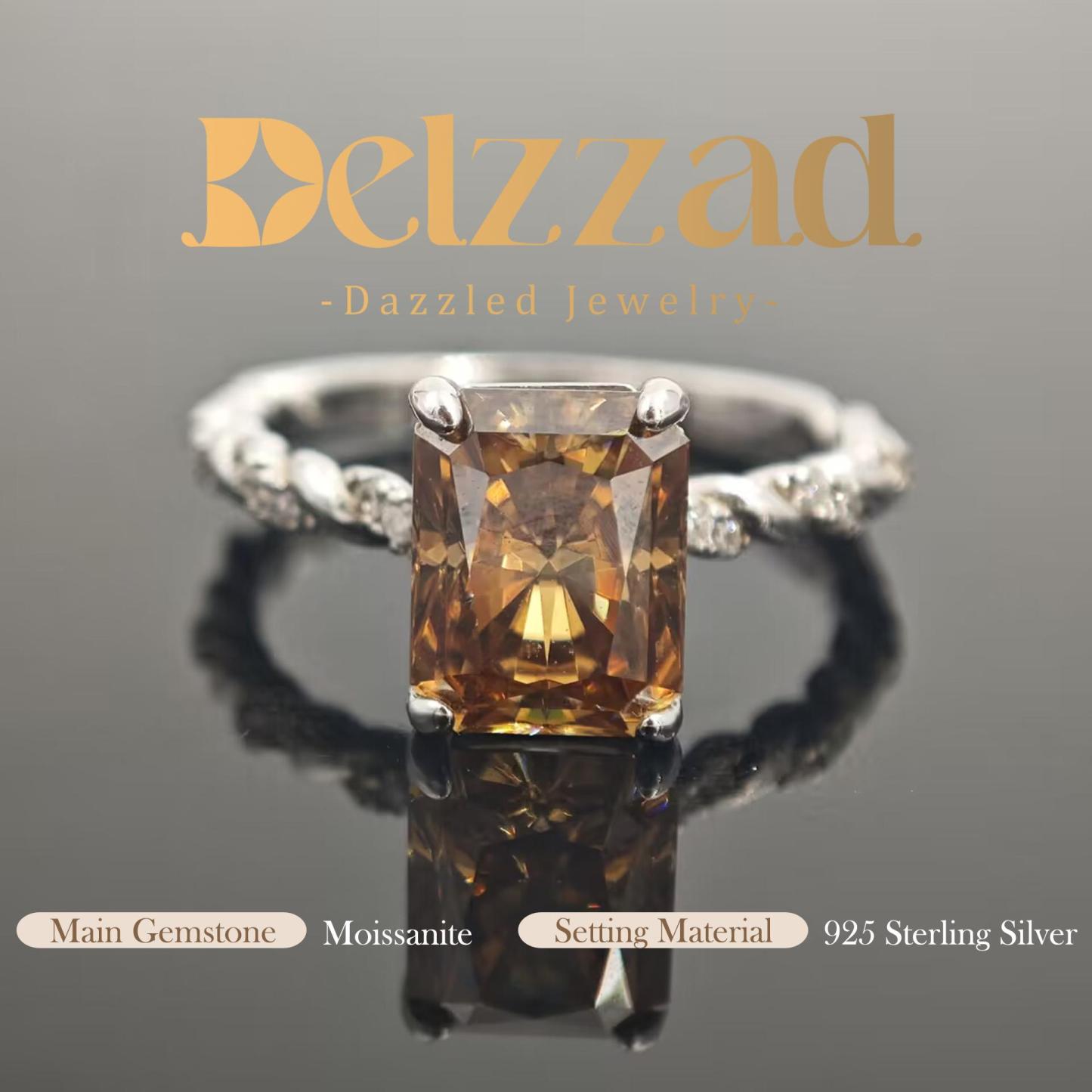 3ct Radiant Synthetic Moissanite Solitaire Twist Band Ring In 925 Sterling Silver