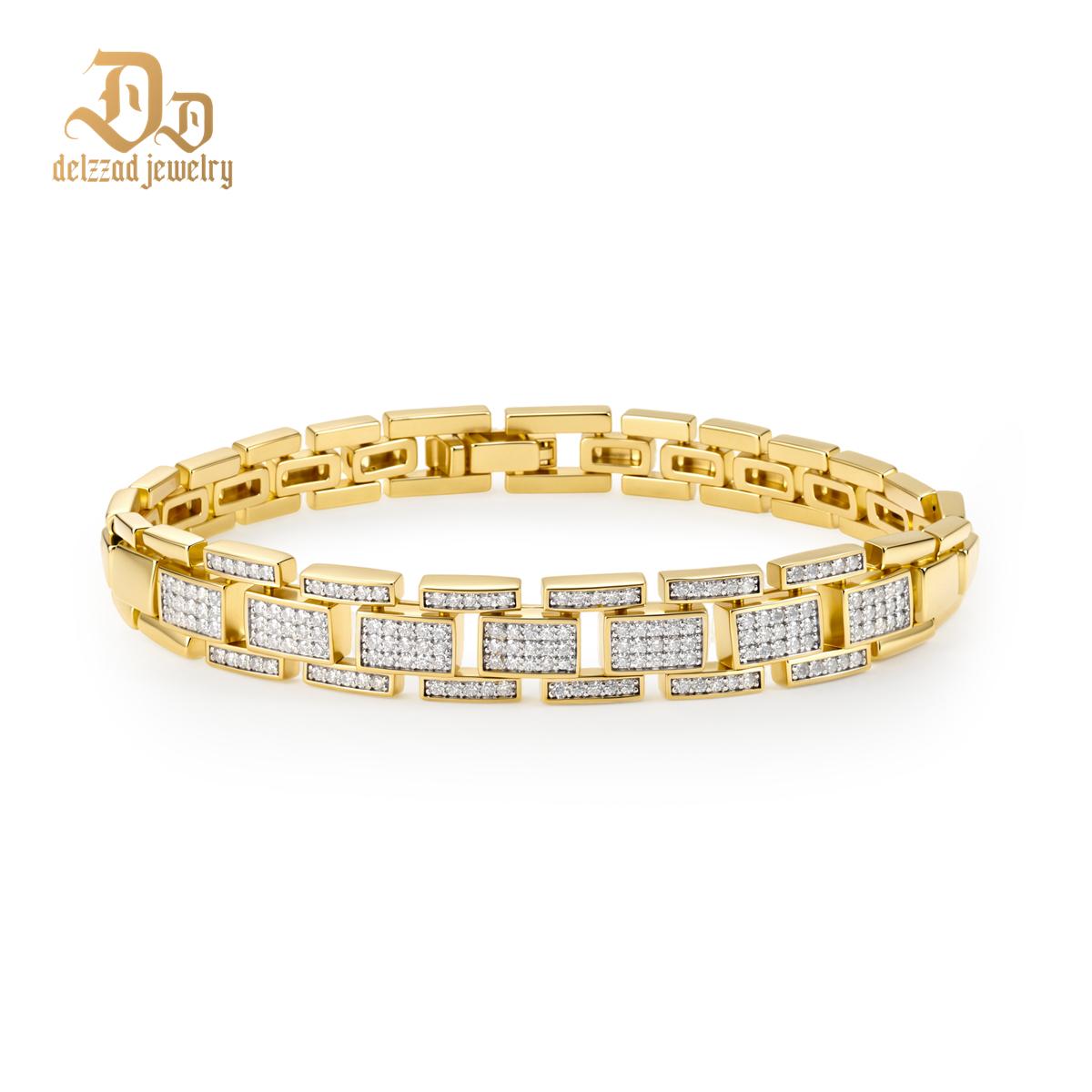 1ct Sunlit Bricks Bracelet Bangle Golden Link Bracelet Synthetic Moissanite Bracelet Jewelry Copper Chain