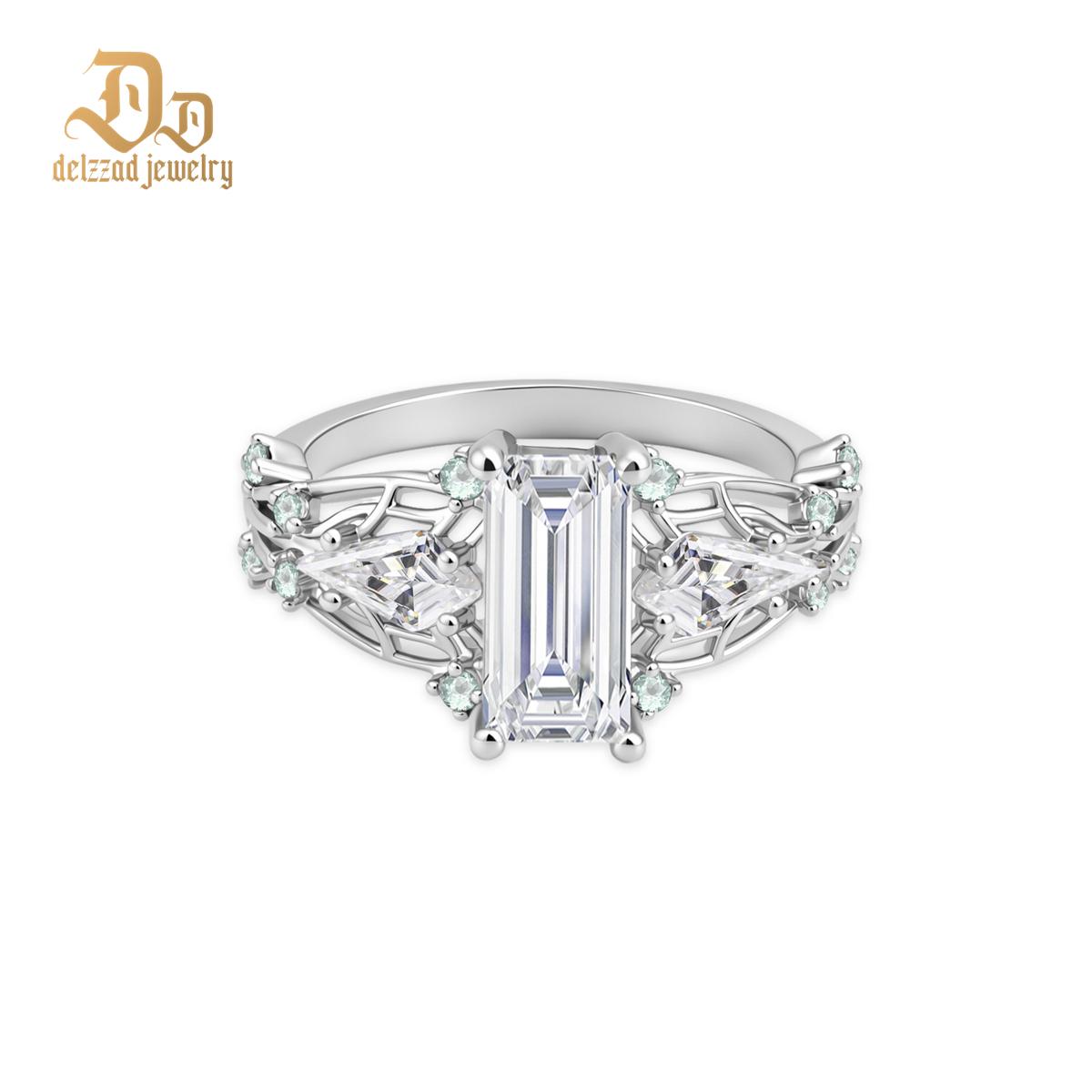 14K Gold-Plated The Phoenix Vestige Ring Elysian Lattice Band Ring VVS Synthetic Moissanite Ring Jewelry