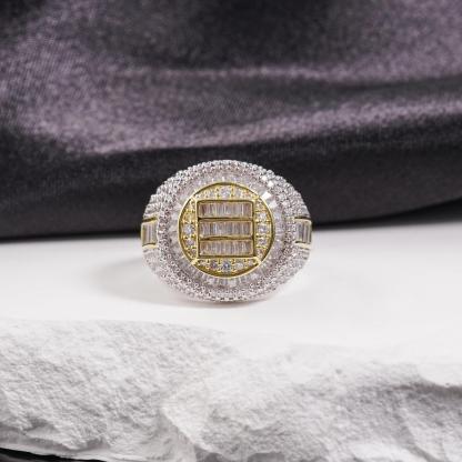 3ct The Sovereign Ring Glacier Band Unisex Fully Iced-out Hip Hop Ring VVS Synthetic Moissanite Ring Jewelry Copper Band