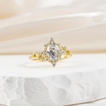1.9ct Victorian Mirror Ring Vintage Engagement Ring Ivy & Dewdrop Band Ring VVS Synthetic Moissanite Ring Jewelry S925 Band