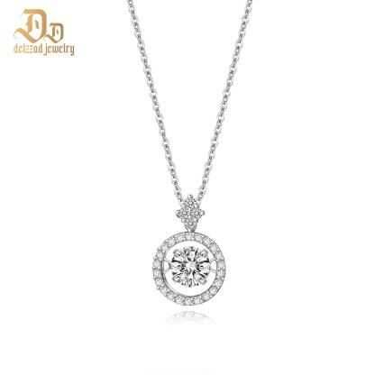 Delzzad S925 Synthetic Moissanite Diverse Sparkling Charm Necklace Pendant Valentine's Day Lover Gifts for Women