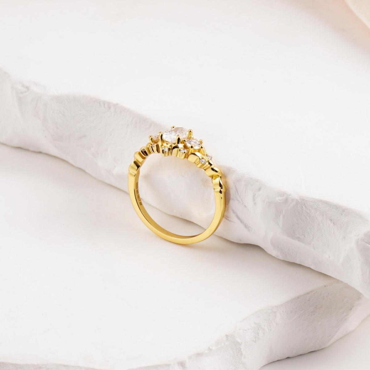 Delzzad 0.7ct Vintage Cluster Marquise Cut Engagement Ring Band VVS Synthetic Moissanite Ring Jewelry S925 Perfect Birthday Engagement Wedding Anniversary Christmas Gift