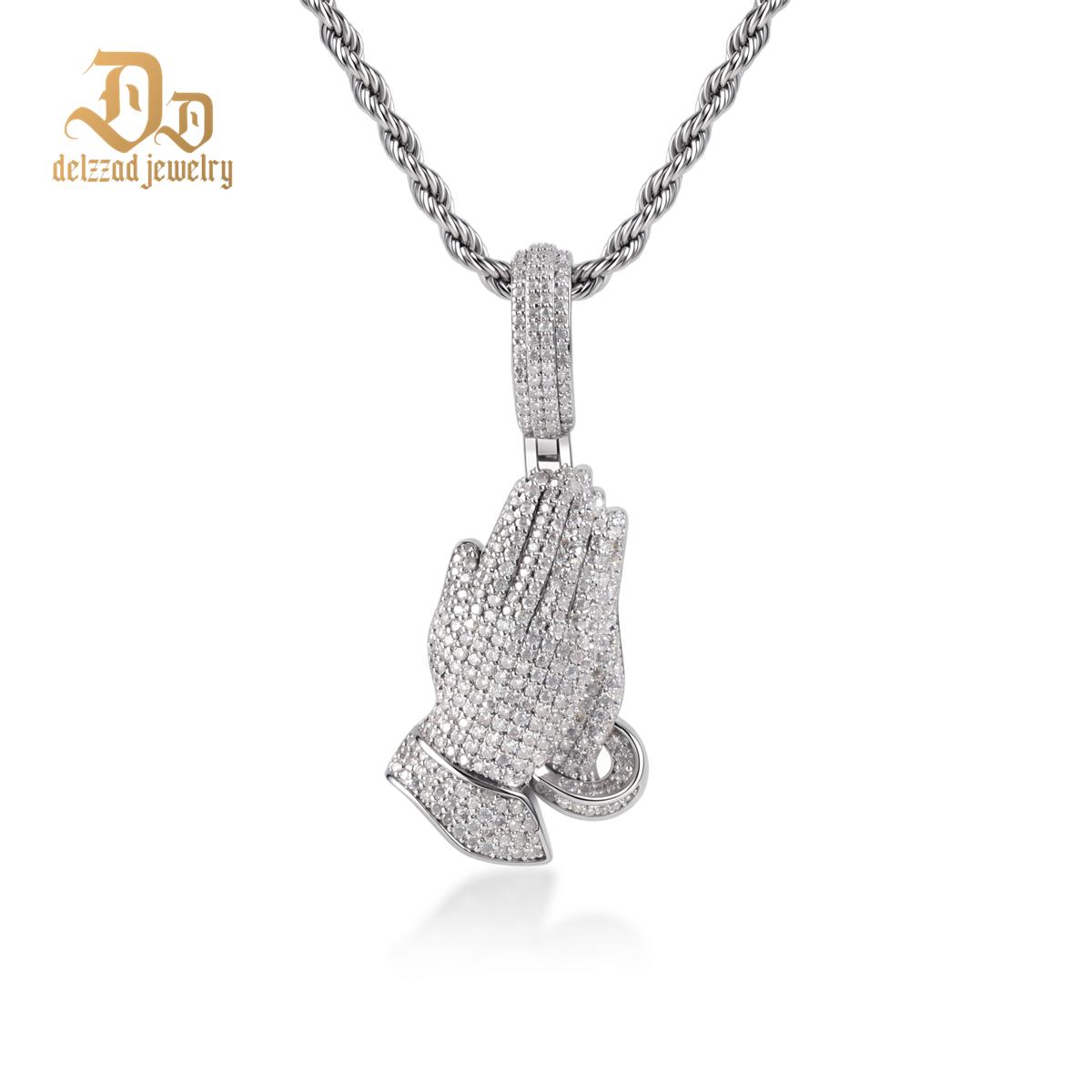 2.5ct Echo of Heaven Starlit Prayer Pendant Praying Hands Pendant Necklace Jewelry Copper