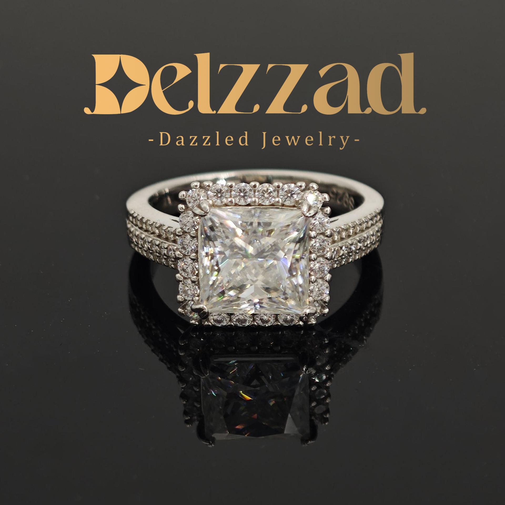 3ct S925 Princess Synthetic Moissanite Halo Ring