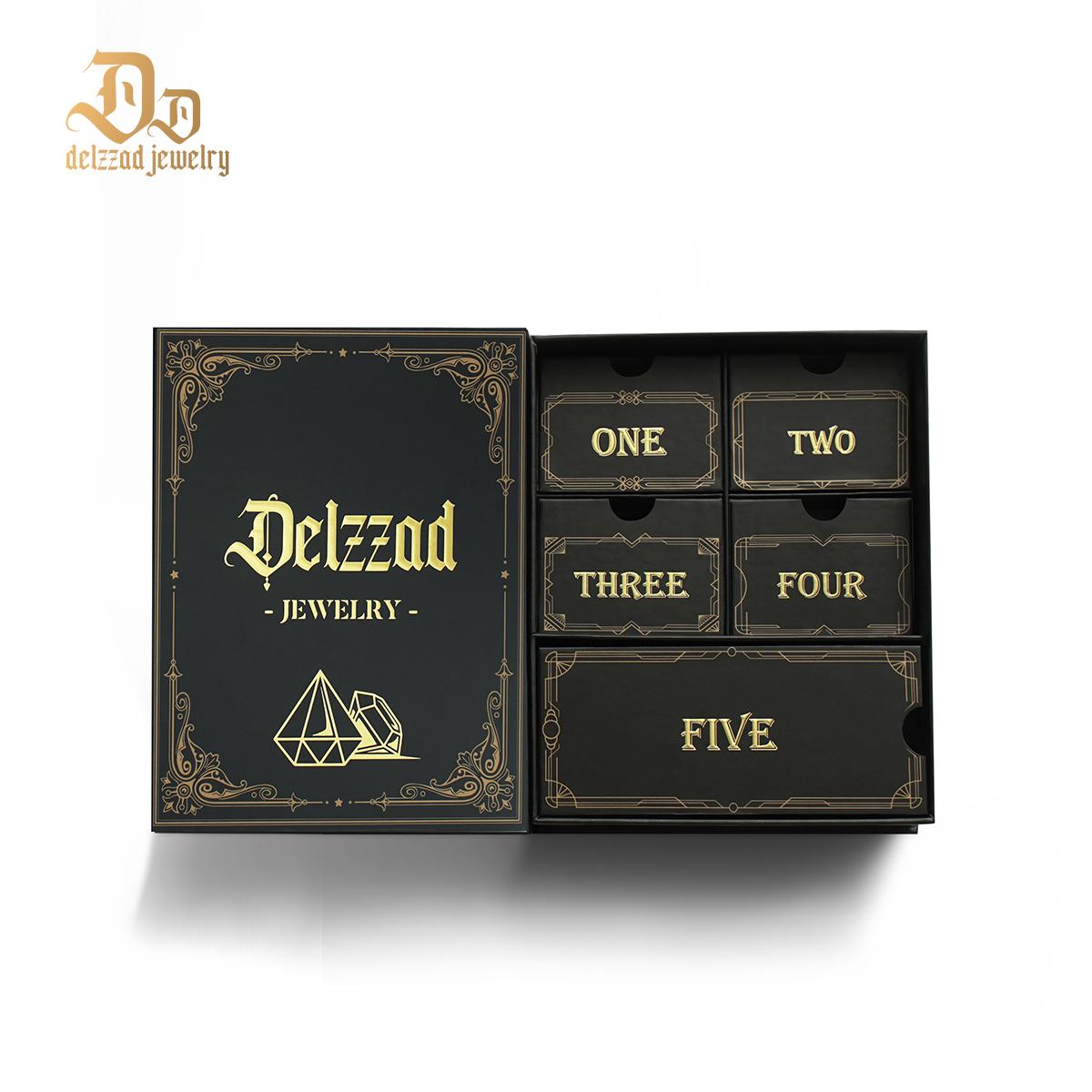 [Surprise Luxury Set] Delzzad Jewelry Gift Box Set 5pcs Gift Boxes Birthday Wedding Engagement Anniversary Christmas Gift for Men Women