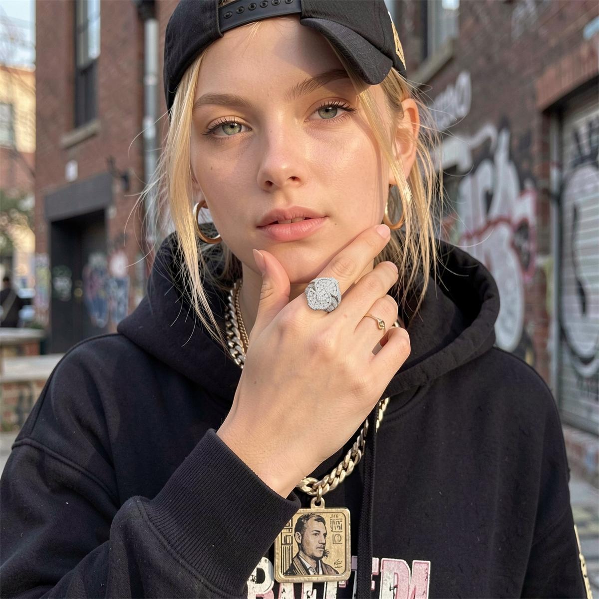 2.3ct Billionaire's Gaze Ring Iced Out Baguette USD Ring Band VVS Synthetic Moissanite Ring Jewelry Copper Band Hip Hop Punk Rock Ring