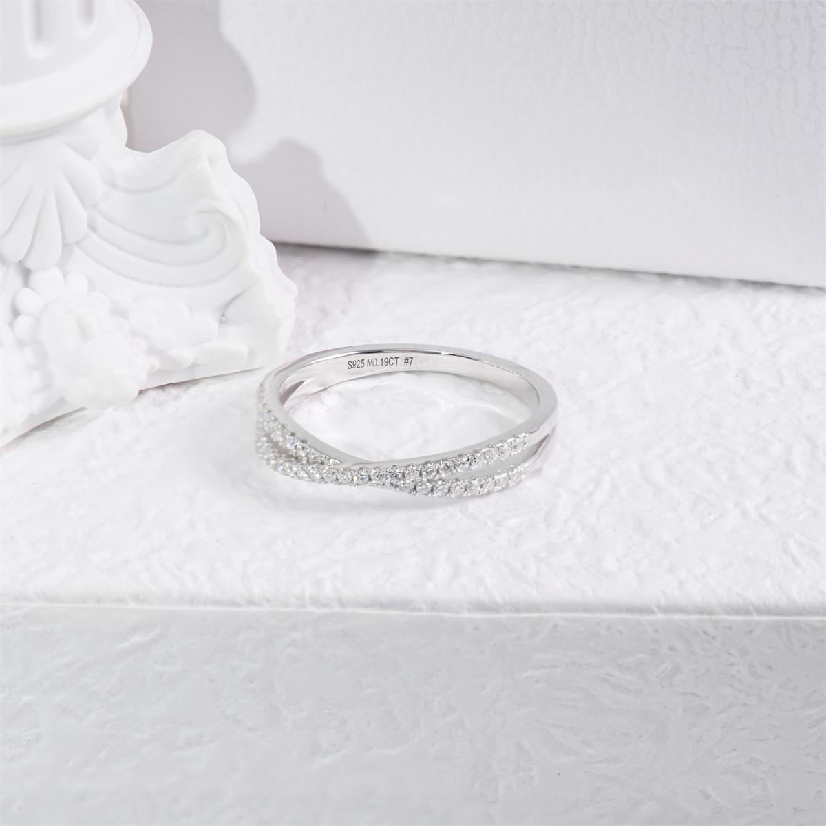Delzzad Crossover Ring Engagement Wedding Ring Band Synthetic Moissanite S925 X Ring Criss Cross Ring Twisted Band Jewelry Perfect Birthday Engagement Wedding Anniversary Gift