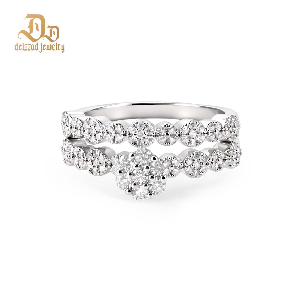 0.7ct Petal Bloom Stack Ring Flower Engagement Wedding Ring Set Stackable Set VVS Synthetic Moissanite Ring Copper Band