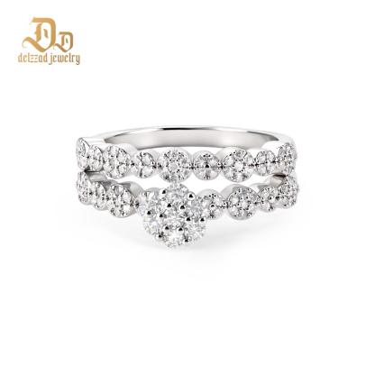 0.7ct Petal Bloom Stack Ring Flower Engagement Wedding Ring Set Stackable Set VVS Synthetic Moissanite Ring Copper Band