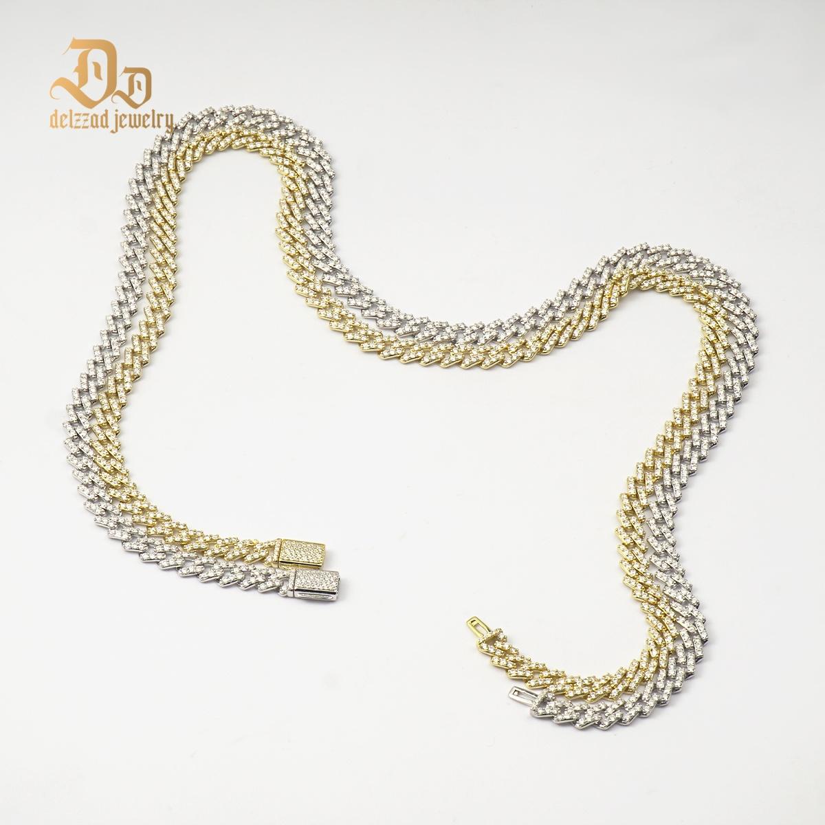 Delzzad 6.8MM Hip Hop Iced Out Cuban Link Bracelet Necklace VVS D Color Synthetic Moissanite S925 Unisex Cuban Chain Perfect for Any Occasion & Everyday Wear Birthday Anniversary Gifts