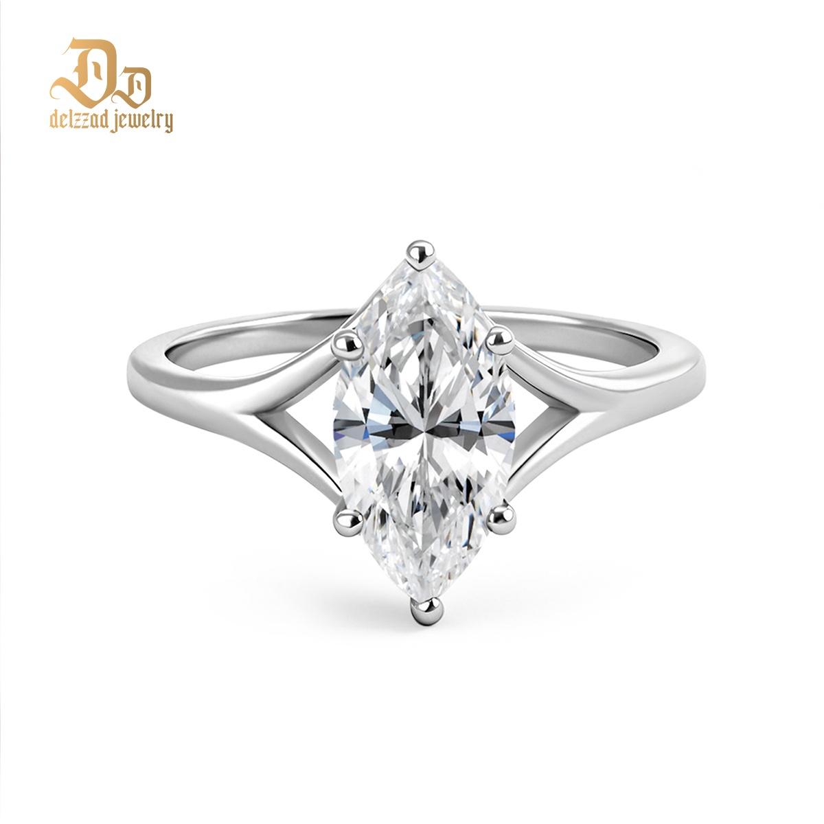2ct Cathedral Split Shank Solitaire Marquise Engagement Ring Band Synthetic Moissanite Ring S925 Band
