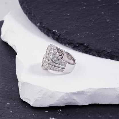 2.3ct Billionaire's Gaze Ring Iced Out Baguette USD Ring Band VVS Synthetic Moissanite Ring Jewelry Copper Band Hip Hop Punk Rock Ring