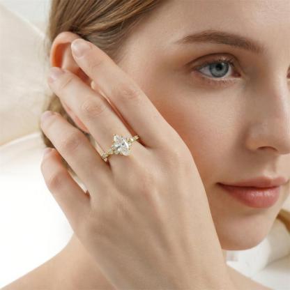 2.3ct Golden Aurora Spire Ring Band VVS Synthetic Moissanite Ring Jewelry S925 Band